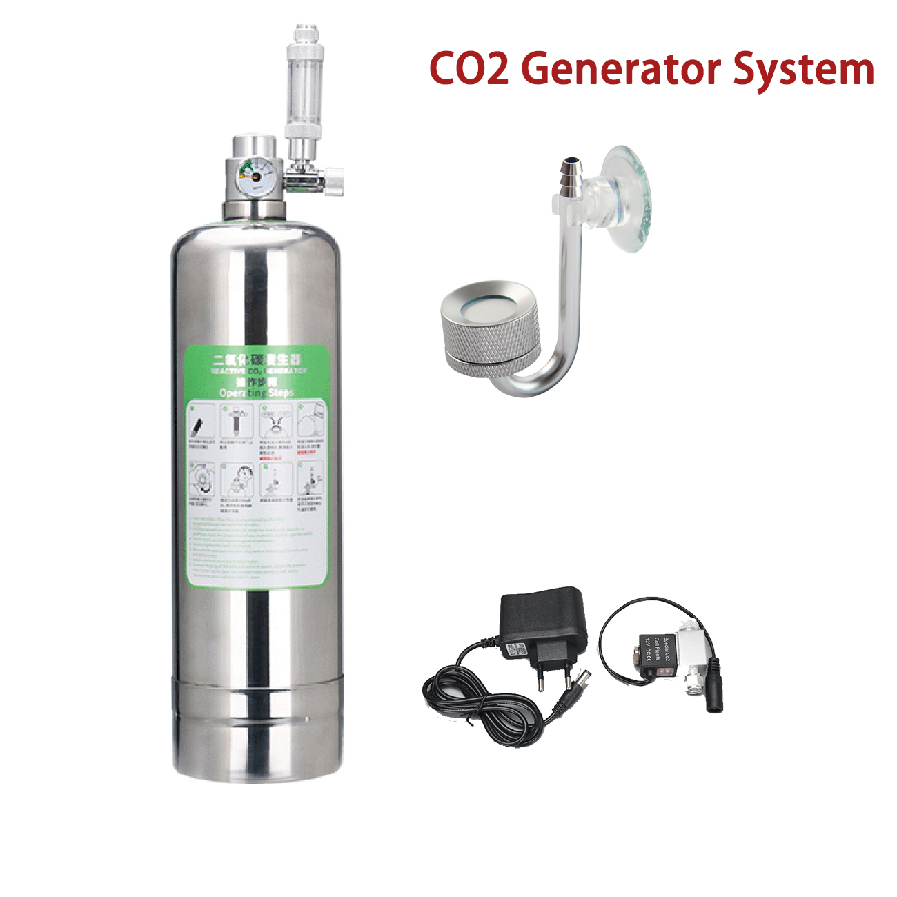 Planted Aquarium Co2 Kit - 水族館 CO2 発生器システムキットステンレス鋼 CO2 シリンダー発生器システム二酸化炭素リアクターキット植物魚用