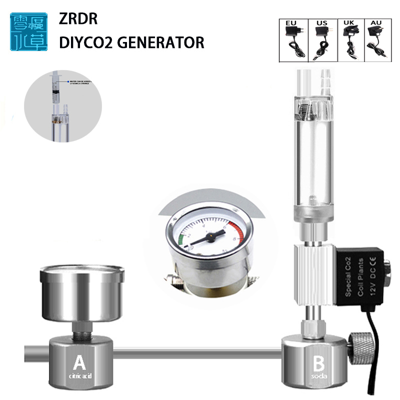 Planted Aquarium Co2 Kit - 水族館用の2つのレギュレーターを備えた発電機のキット,水族館の水槽を交換するためのアクセサリ