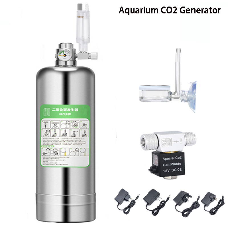 Planted Aquarium Co2 Kit - 水族館CO2ジェネレーターシステムキット、ステンレス鋼シリンダー、二酸化炭素反応器、魚植物