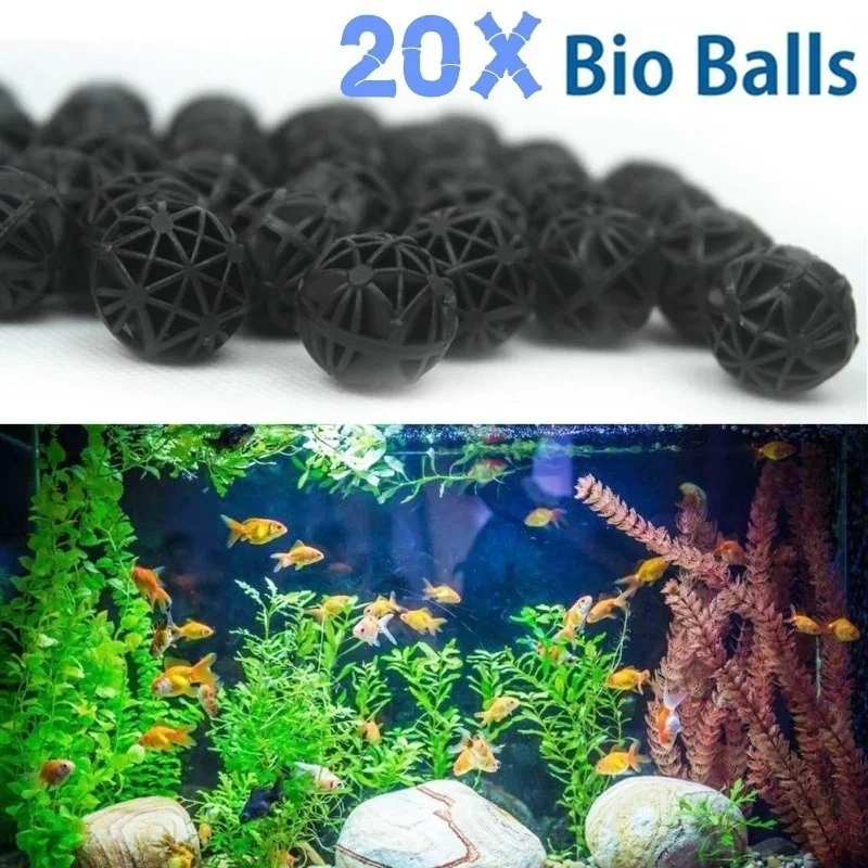 Planted Aquarium Media - 20 個 16 ミリメートル水族館フィルターバイオボールポータブルウェットドライコットンエアポンプ用クリーン水槽フィルターメディアマリンサム