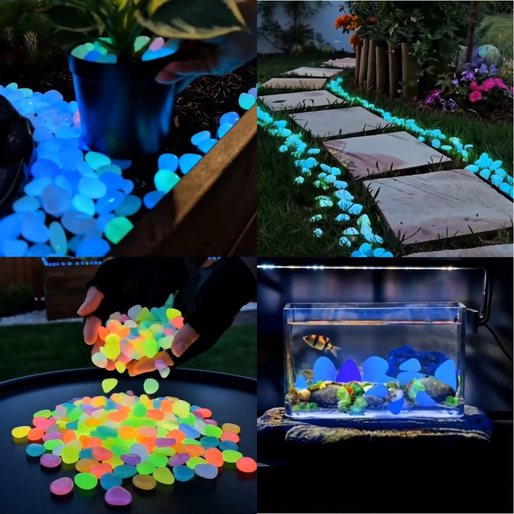 カラフルな暗闇で光る発光石、庭石、屋外庭園通路、水槽、鉢植え - Aquarium Planted Fish のレビューと価格