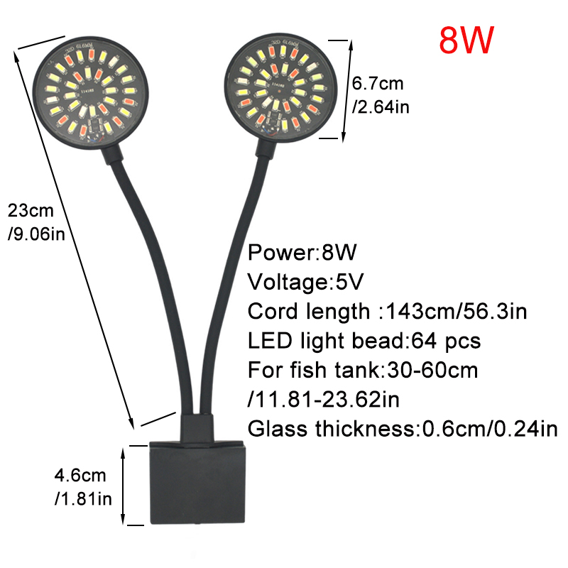 USB 水族館 LED ライト水槽クリップランプフルスペクト - Aquarium Plant Growing のレビューと価格
